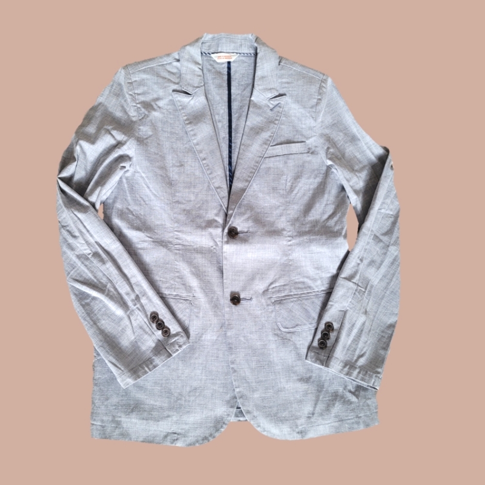 Cat & Jack Boys' Heather Blue-Gray Chambray Blazer 16Y